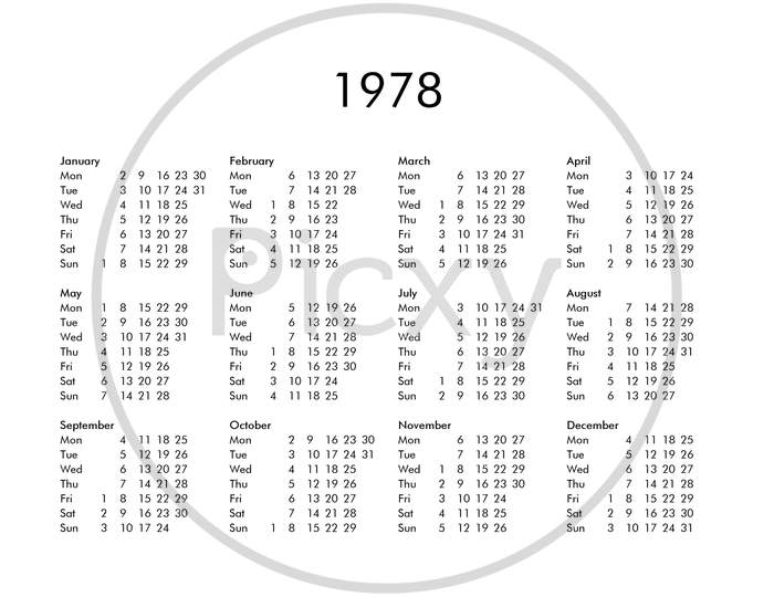 Calendar Of Year 1978