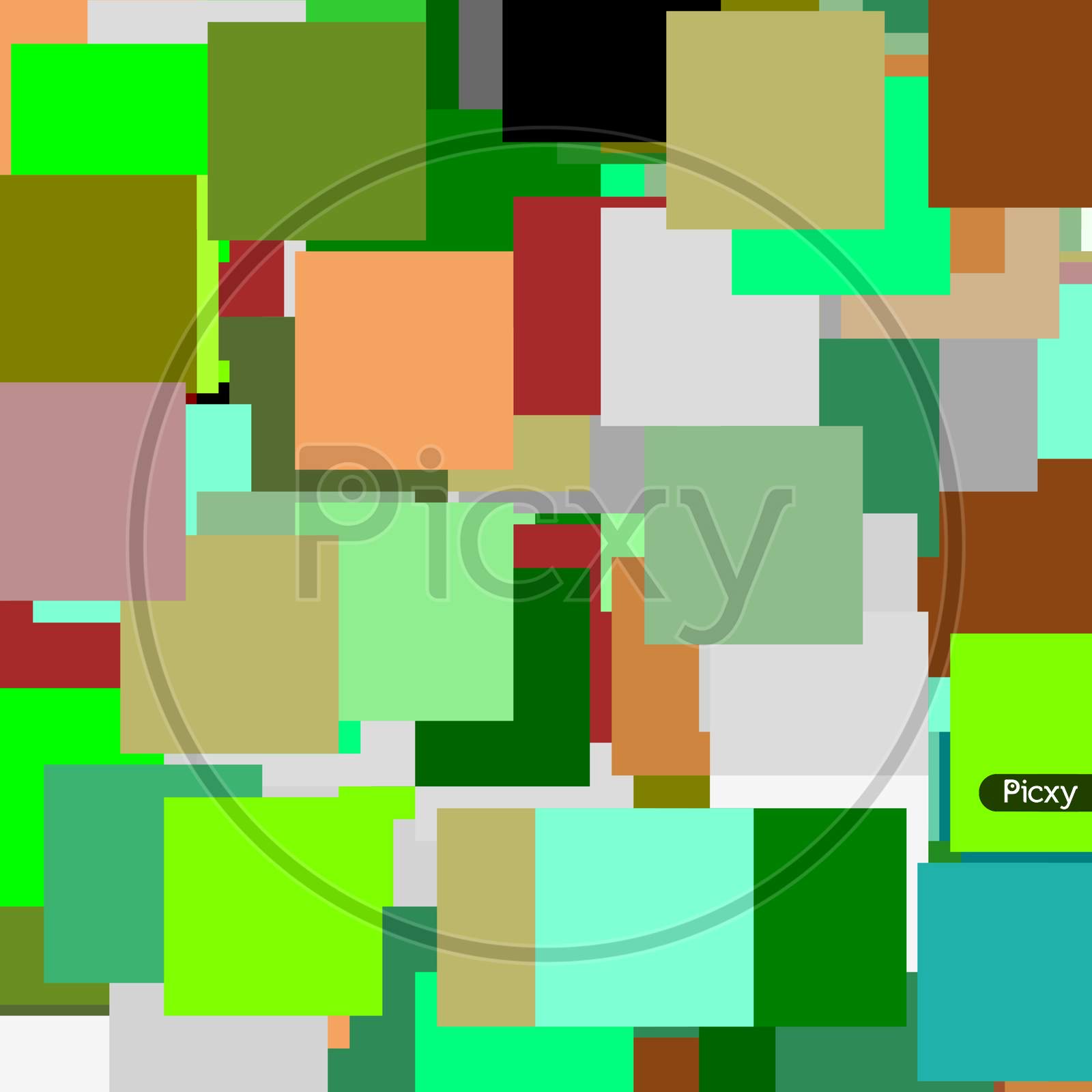 Abstract Brown Green Grey Squares Illustration Background
