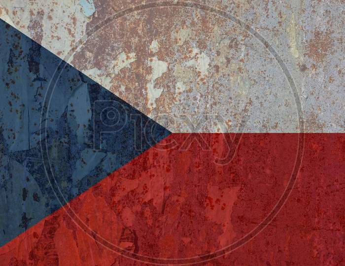 Czech Flag Of Czech Republic, Texturised Background