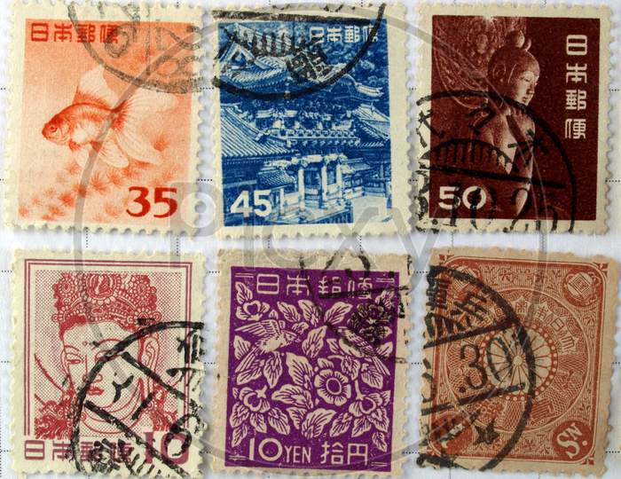 Range Of Japan Postage Stamps