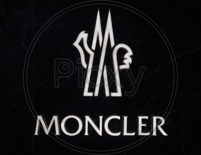 Koeln, Germany - Circa August 2019: Moncler Sign