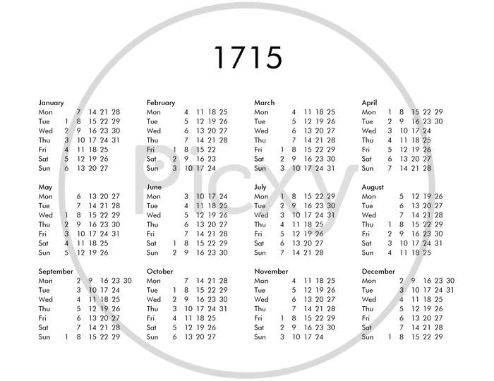 Calendar Of Year 1715