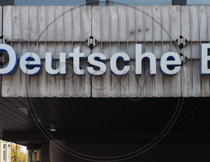 Aachen, Germany - Circa August 2019: Deutsche Bank Sign