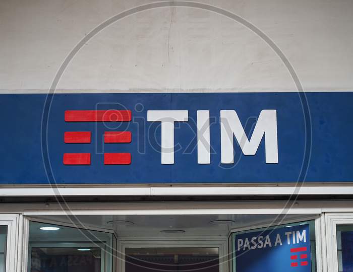 Turin, Italy - Circa October 2019: Tim (Telecom Italia Mobile) Sign