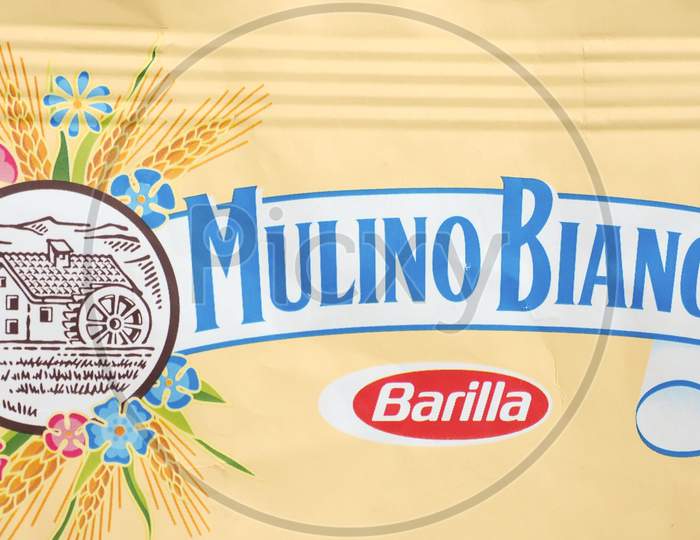 Parma, Italy - Circa August 2019: Barilla Mulino Bianco Sign