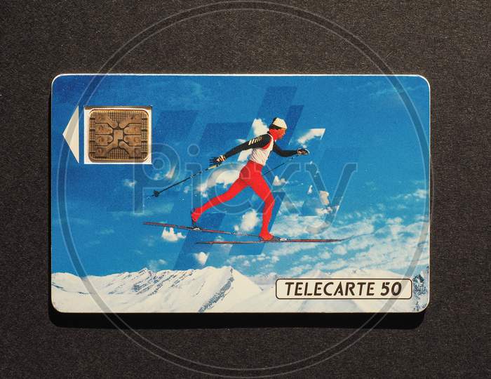 Paris, France - January 6, 2015: French Telephone Card