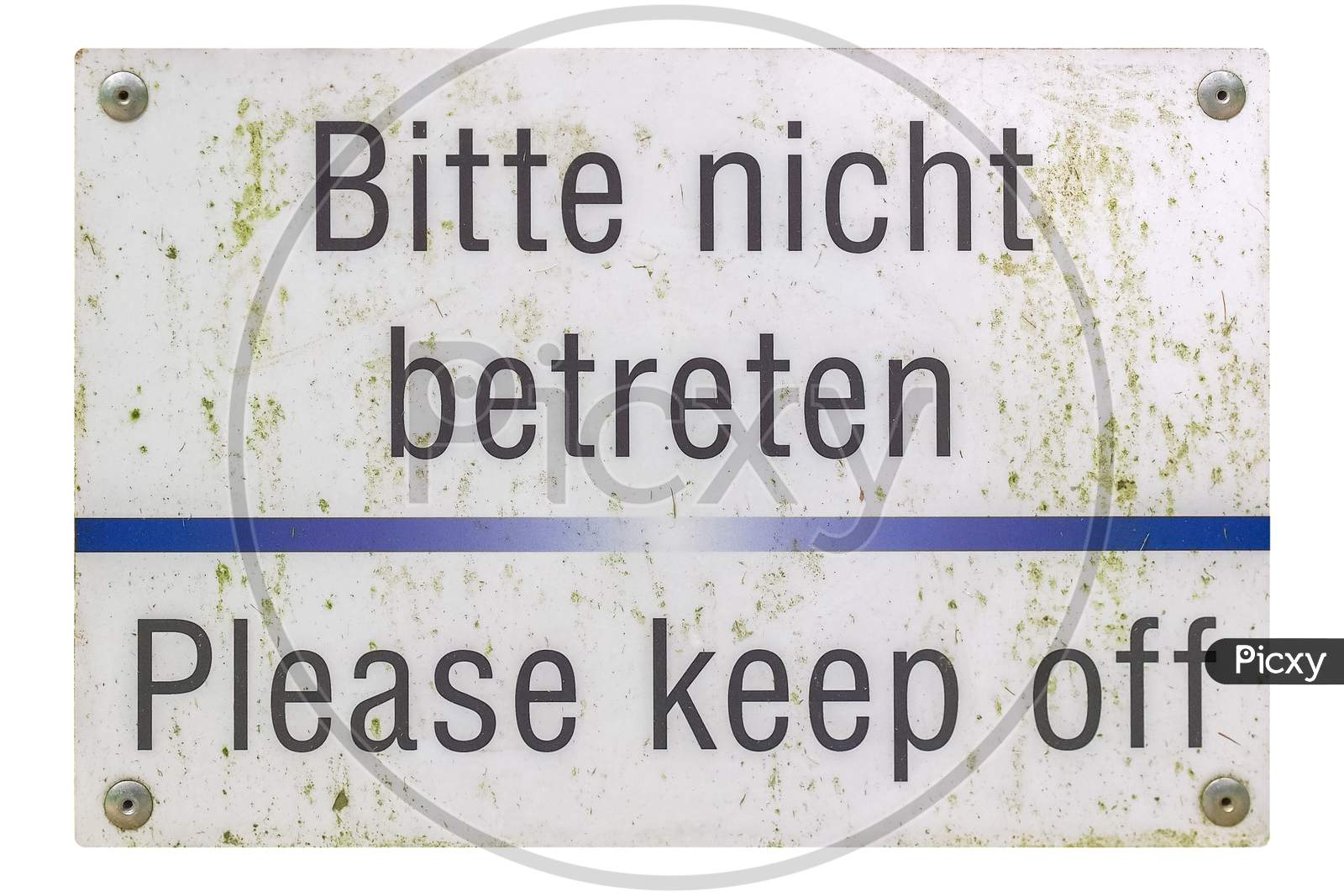German Sign Isolated Over White. Please Keep Off.