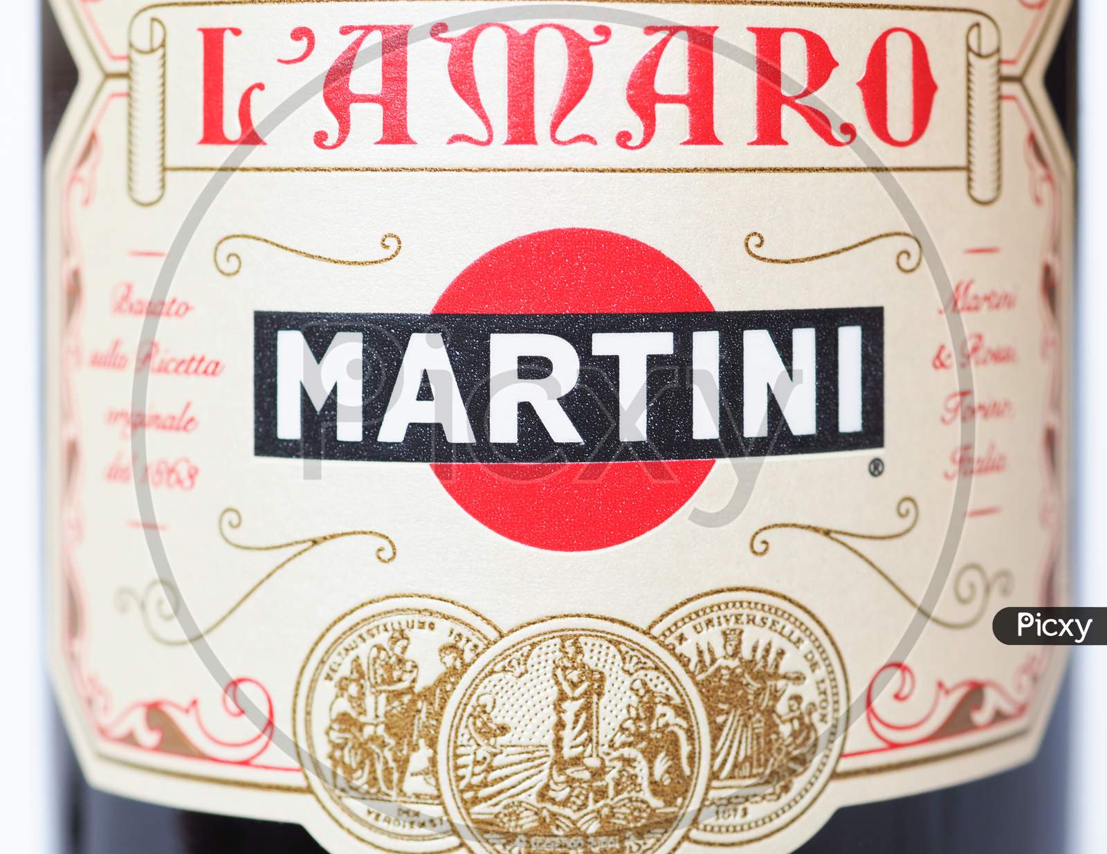 Turin, Italy - Circa August 2019: Martini Sign On Bottle Label
