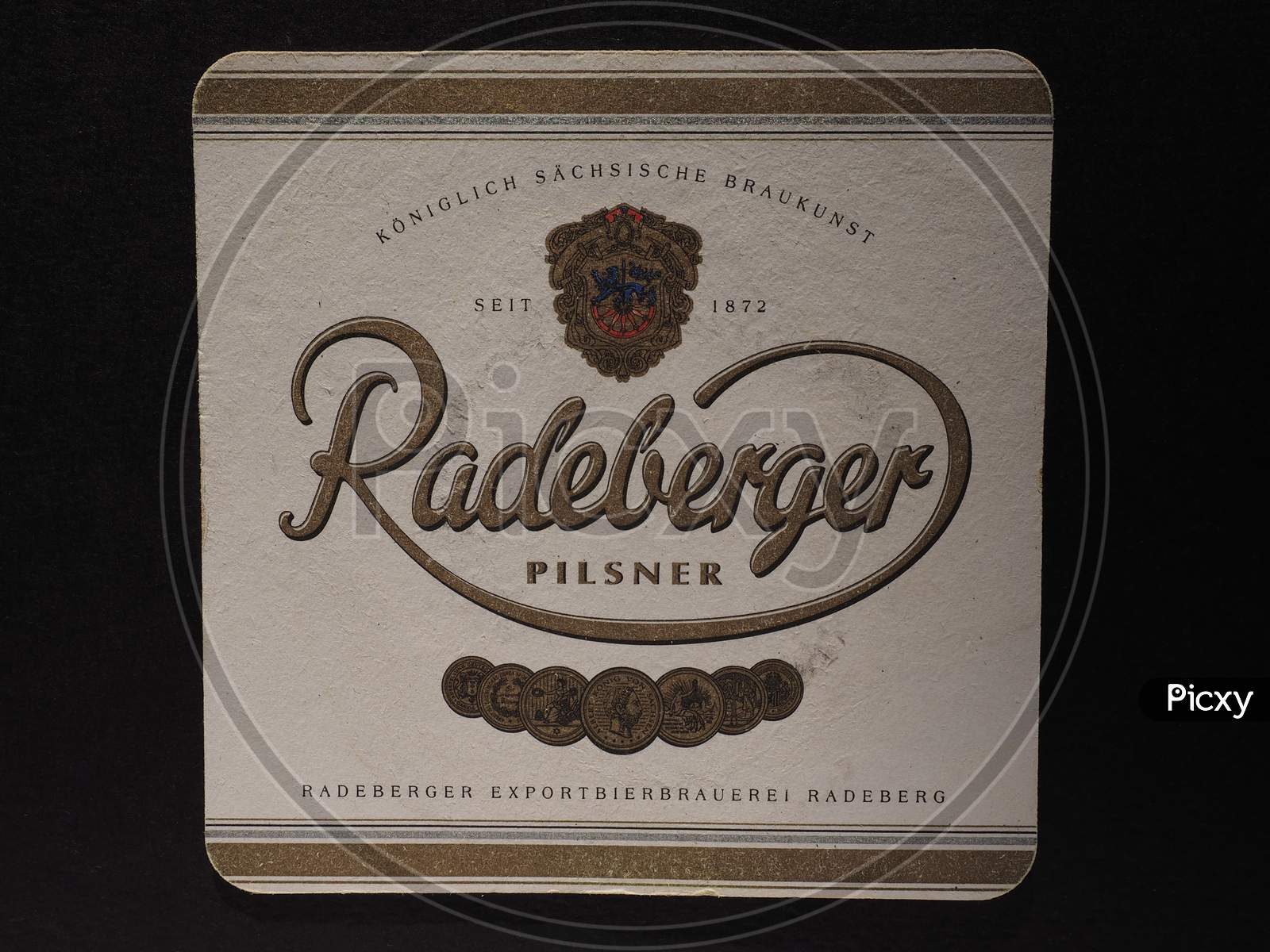 Berlin, Germany - December 11, 2014: Beermat Of German Beer Radeberger Pilsner