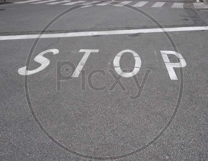 Stop Sign On Tarmac