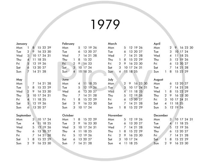 Calendar Of Year 1979