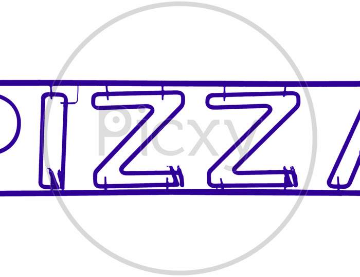 Neon Light Pizza Sign Isolated Over White
