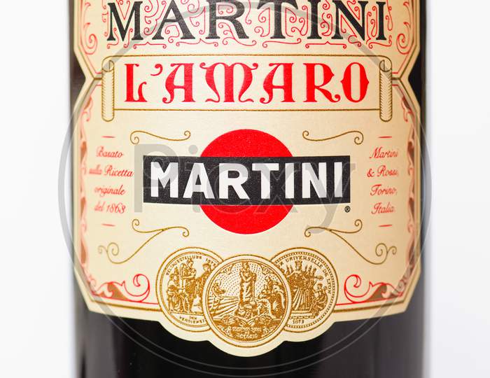 Turin, Italy - Circa August 2019: Martini Sign On Bottle Label