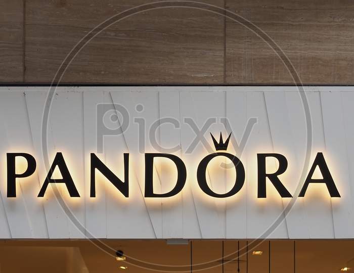 Koeln, Germany - Circa August 2019: Pandora Sign