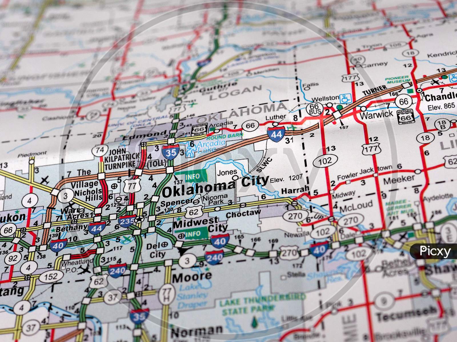 Oklahoma City, Usa - Circa April 2016: Detail Of A Map Of The City With Selective Focus On Town Name