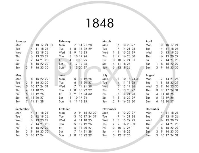 Image of Calendar Of Year 1848-BX347065-Picxy