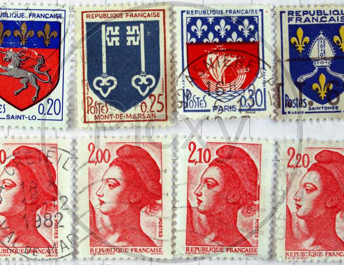 Range Of French Postage Stamps