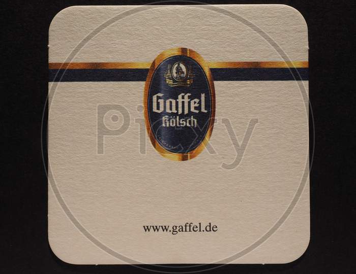Berlin, Germany - December 11, 2014: Beermat Of German Beer Gaffel