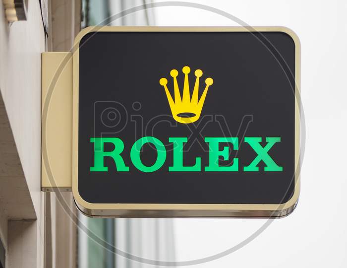 London, Uk - Circa September 2019: Rolex Sign