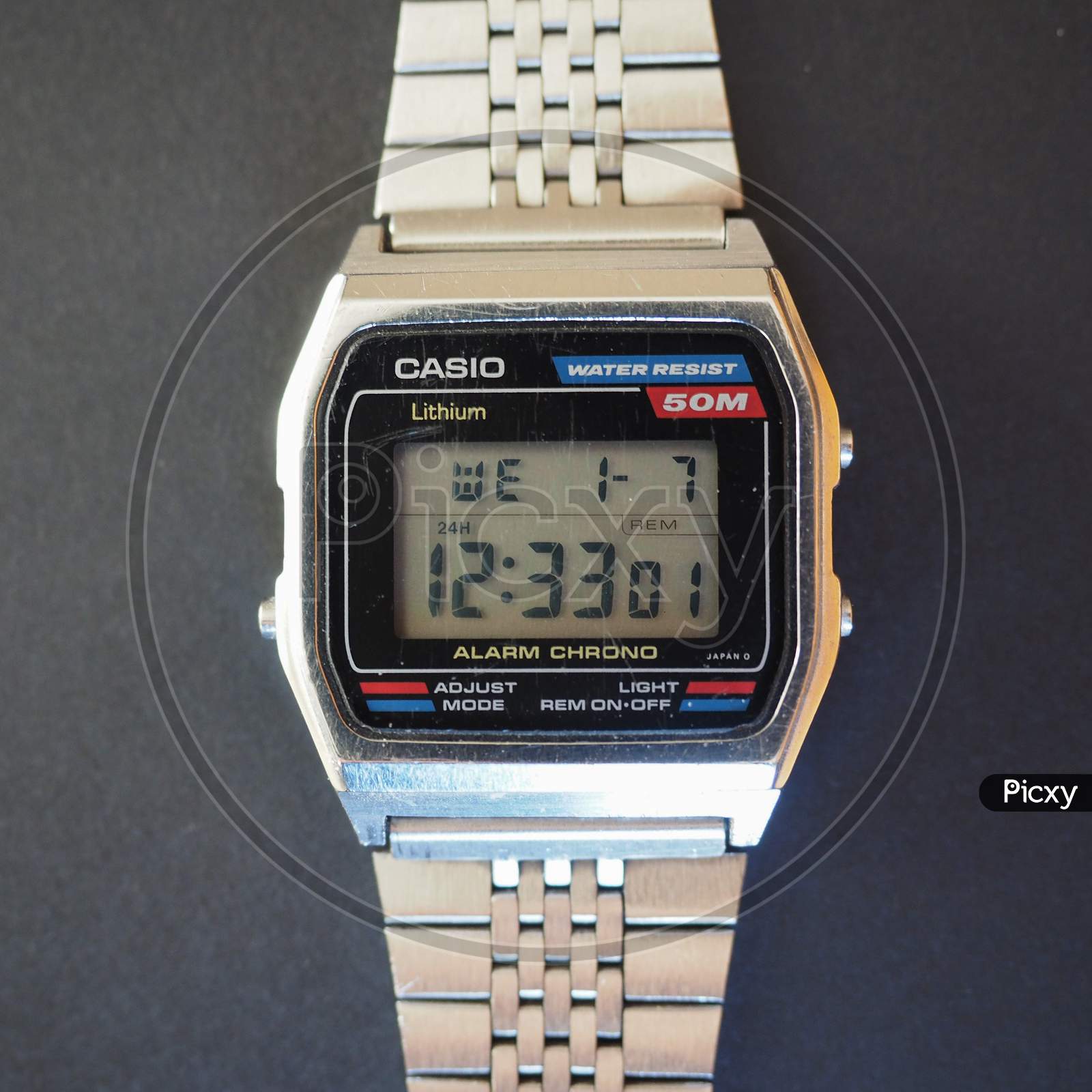 Tokyo, Japan - January 6, 2015: Digital Casio Alarm Chrono Watch From The Eighties