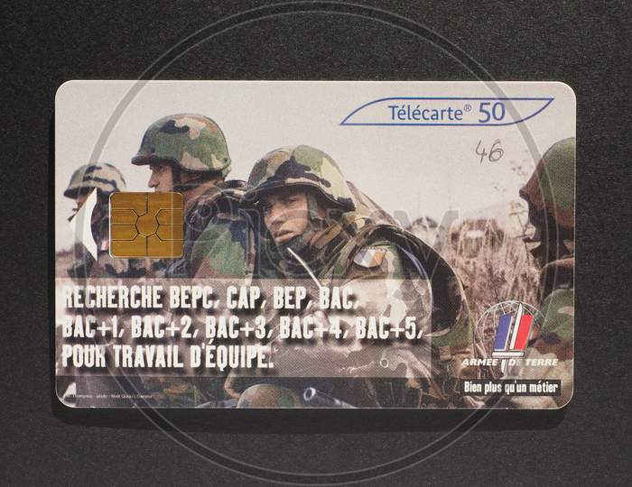 Paris, France - January 6, 2015: French Telephone Card