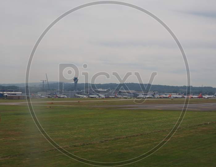 Edinburgh, Uk - Circa June 2018: Edinburgh Airport Runway