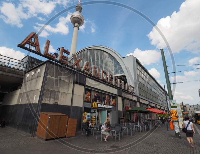 Berlin, Germany - Circa June 2016: Alexanderplatz Square With Fernsehturm (Meaning Tv Tower)
