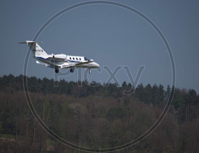Cessna 525 Citation Jet M2 Approaching The Airport Zurich In Switzerland 24.4.2021