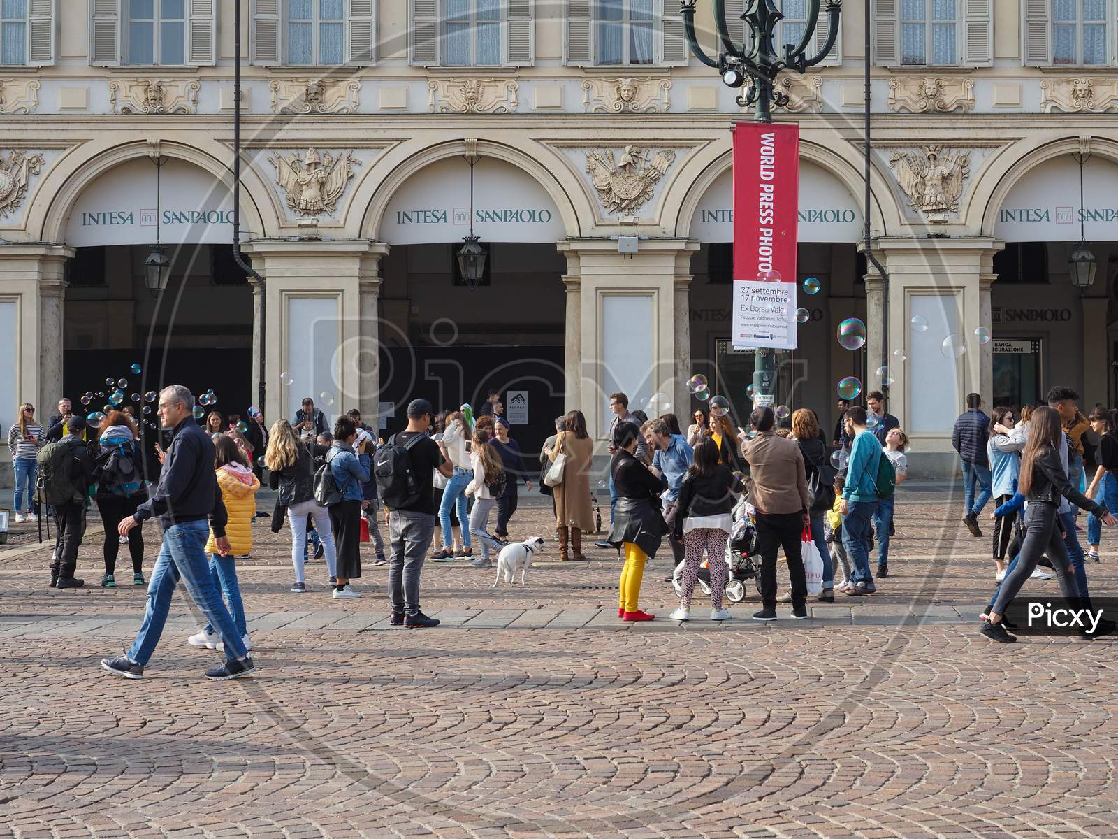 Image of Turin, Italy - Circa October 2019: Piazza San Carlo