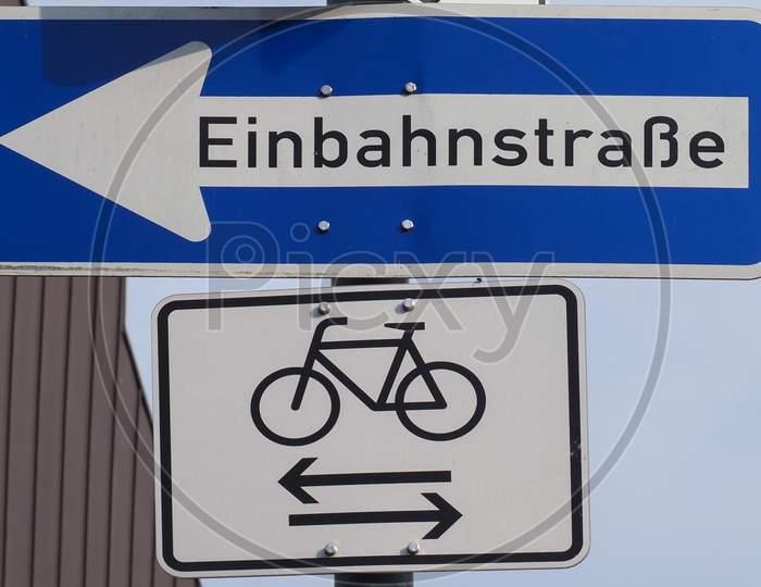 Einbahnstrasse (One Way) Traffic Sign In German