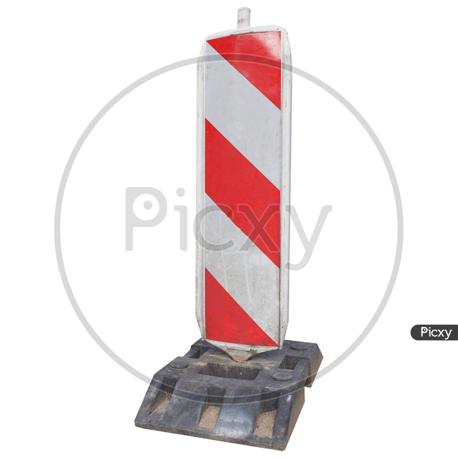 Red White Striped Sign Isolated Over White