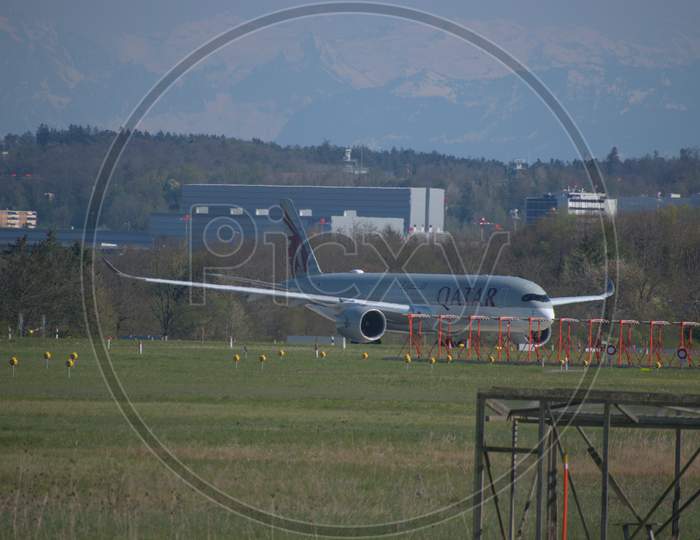 Qatar Airways Airbus A 350 On The Airport Zurich In Switzerland 24.4.2021
