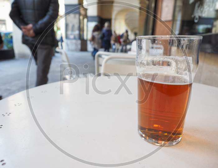 Turin, Italy - October 22, 2014: Pint Of British Ale On A Pub Table - Selective Focus On Beer