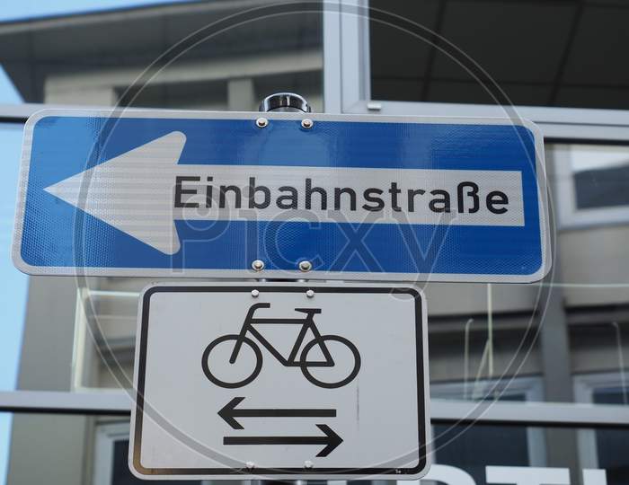 Einbahnstrasse (One Way) Traffic Sign In German