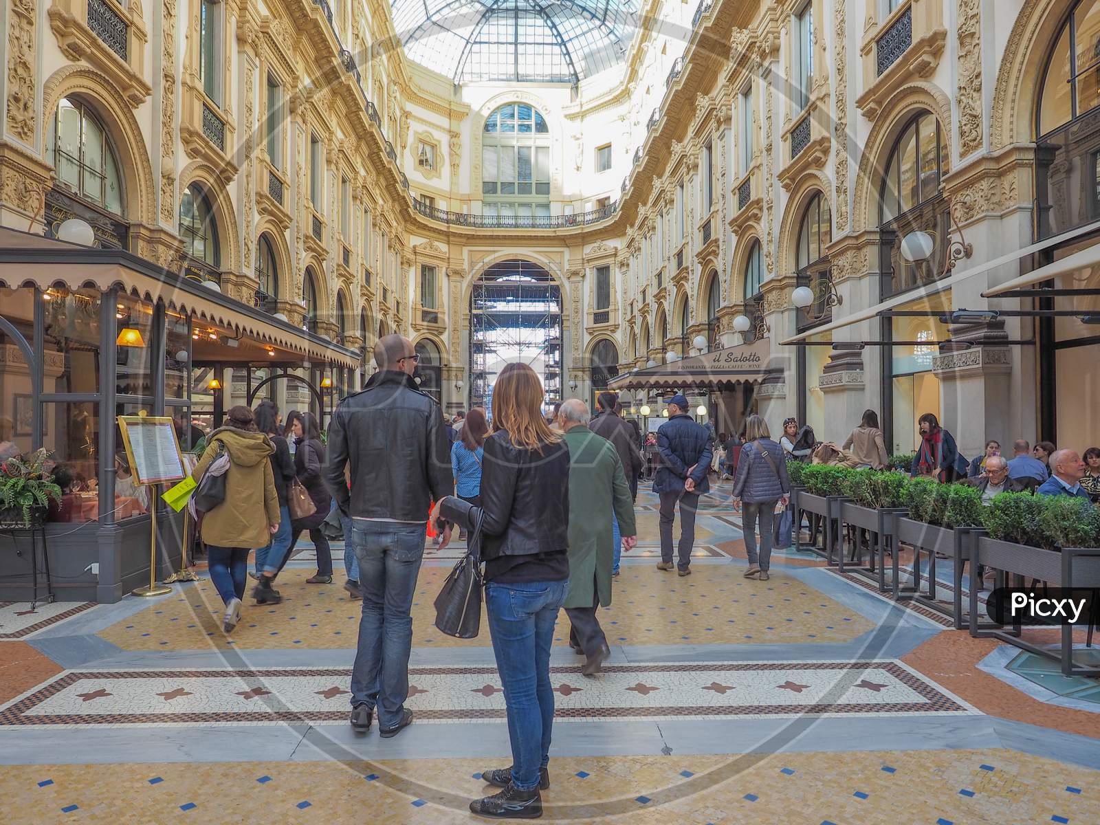 Milan, Italy - March 28, 2015: People Visiting The Newly Restored Galleria Vittorio Emanuele Ii