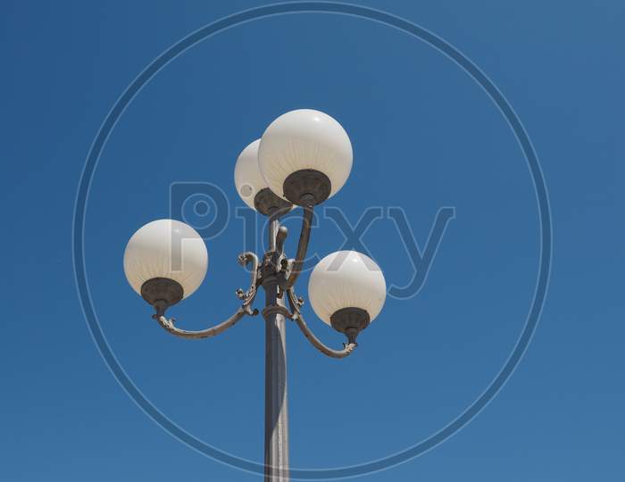 Street Lamp Over Blue Sky
