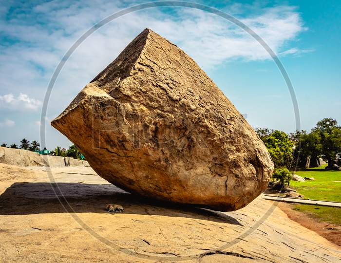 Krishna Butter Ball is UNESCO's World Heritage Site located at Mamallapuram or Mahabalipuram in Tamil Nadu, South India