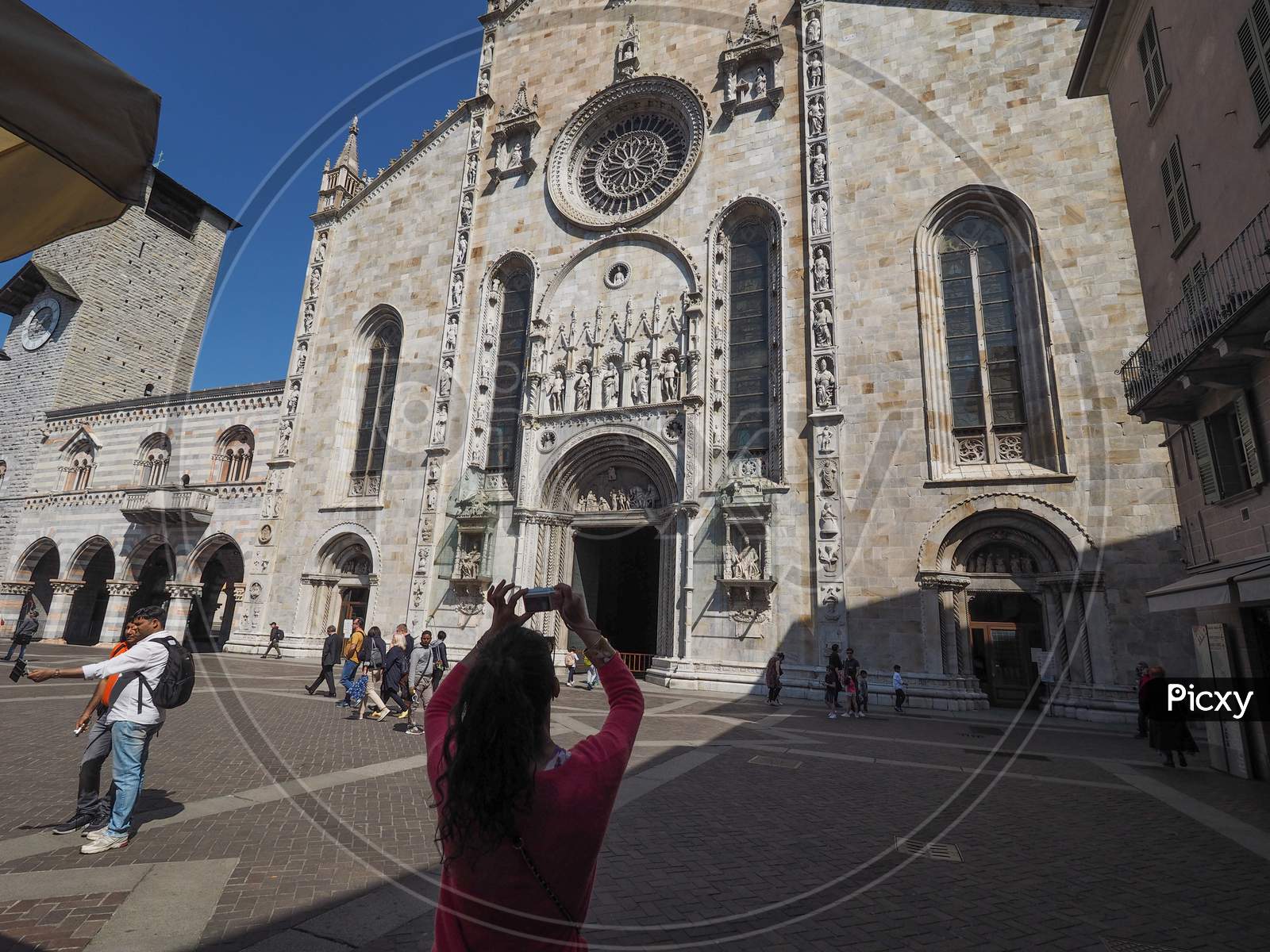 Como, Italy - Circa April 2017: Santa Maria Assunta Roman Catholic Cathedral Church And Broletto (Town Hall)