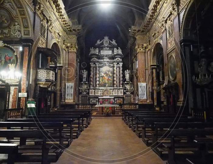 Turin, Italy - Circa November 2018: San Francesco Da Paola (St Francis) Parish Church Interior