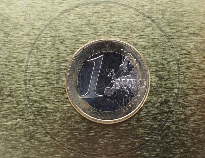 1 Euro Coin, European Union Over Gold Background