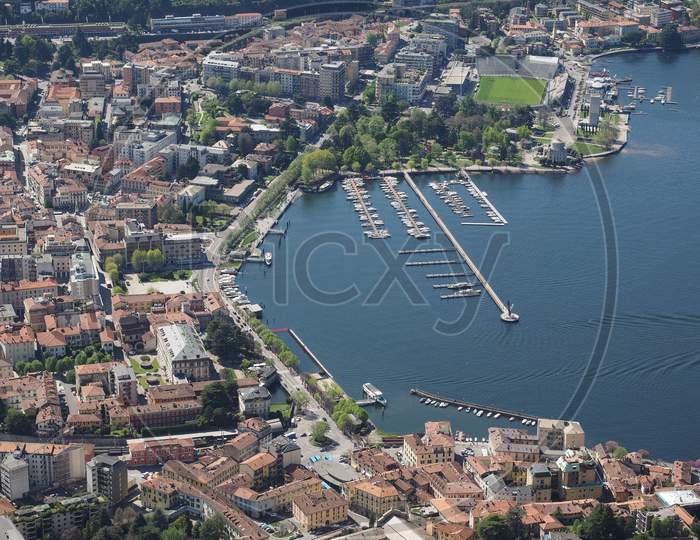 Como, Italy - Circa April 2017: Aerial View Of Lake Como