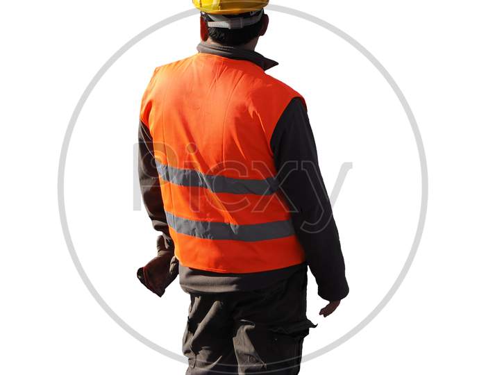 Road Construction Worker Isolated Over White