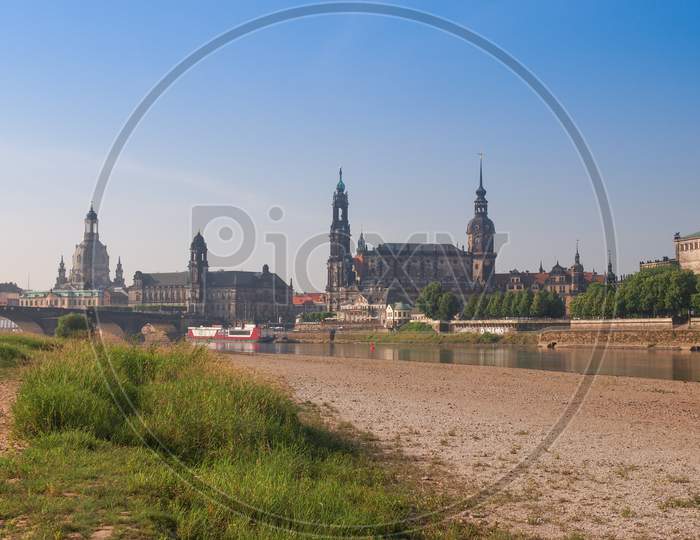 Dresden, Germany - June 11, 2014: Elbe River In Dresden In Saxony Germany