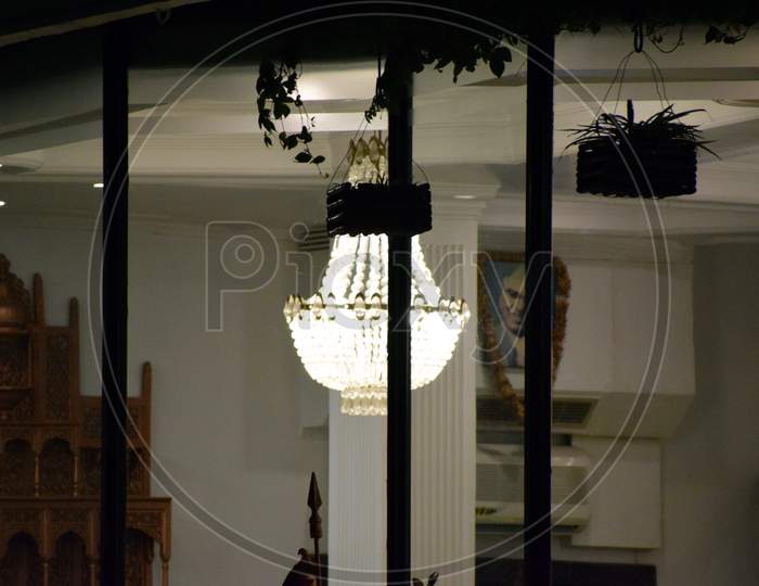 Beautiful Picture Of Light Lamp On Hotel, Selective Focus On Subject