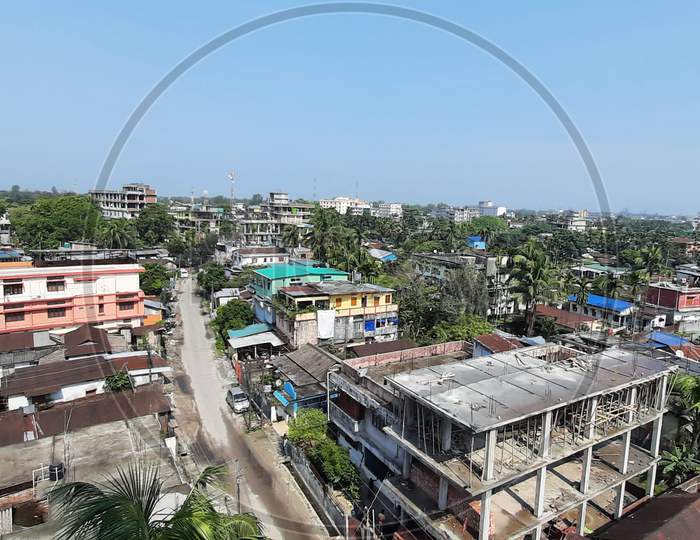 Landscape view of Bongaigaon Town View from the Bindavan Housing Complex, Bongaigaon Town, Assam