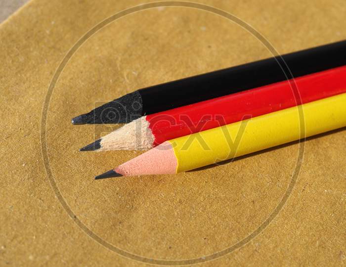 German Flag Of Germany Made With Pencil