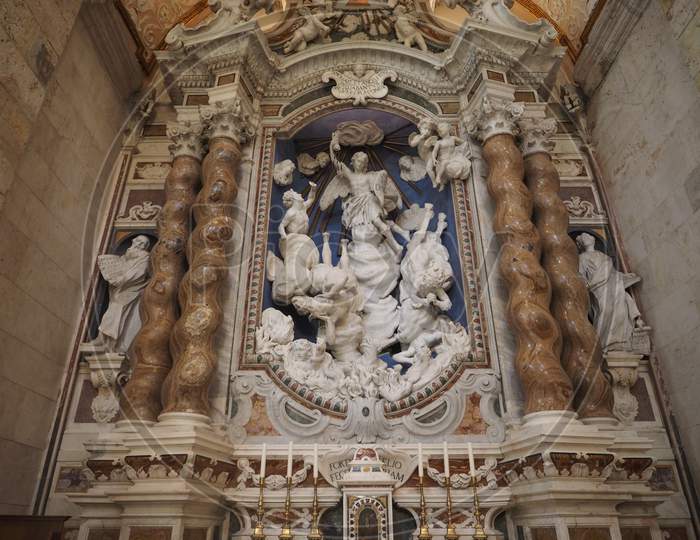 Cagliari, Italy - Circa September 2017: Interior Of Santa Maria (Meaning Saint Mary) Cathedral Church In Castello Quarter