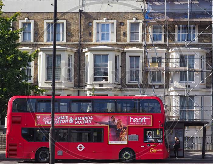 London, Uk - Circa September 2019: Red Double Decker Bus
