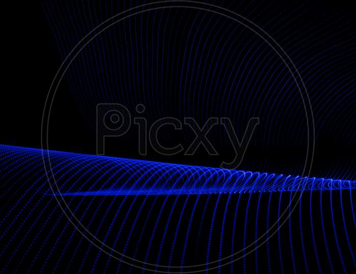 Abstract Patterns Of Blue Lines On Black Background. 3D Rendered Or 3D Illustration Futuristic Concept.