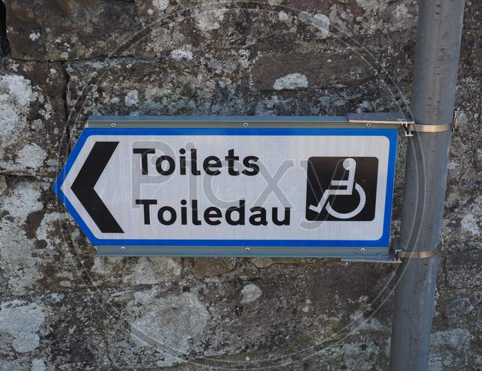Disabled Toilets (Toiledau) Sign In English And Welsh